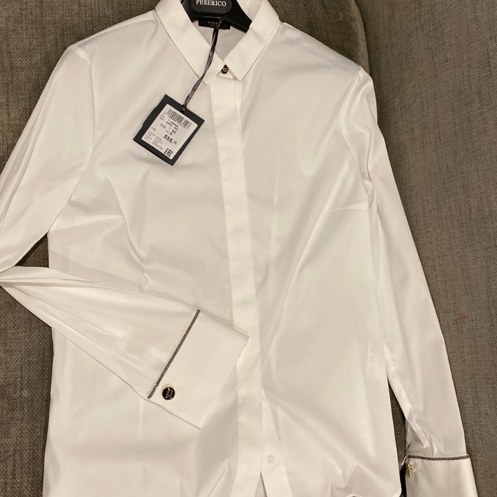 White button down with embellishment